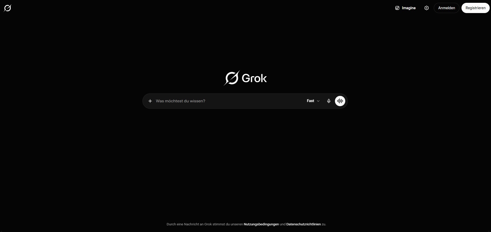 Screenshot der Weboberfläche von Grok (xAI)
