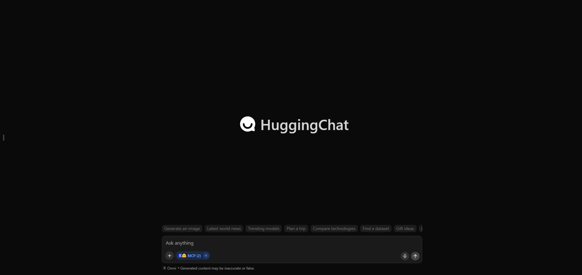 Screenshot der Weboberfläche von HuggingChat